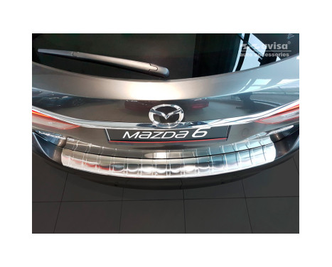 Stainless steel bumper protector suitable for Mazda 6 III GJ estate 2012- 'Ribs' (Long version), Image 3