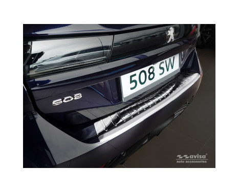 Stainless steel bumper protector suitable for Peugeot 508 II SW 2019- 'Ribs', Image 3