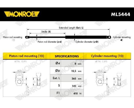 Gas Spring, boot-/cargo area ML5444 Monroe, Image 8