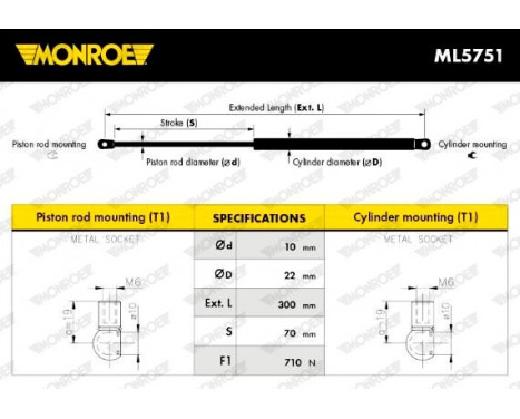 Gas Spring, boot-/cargo area ML5751 Monroe, Image 11