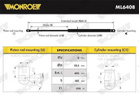 Gas Spring, boot-/cargo area MONROE MaxLift ML6408
