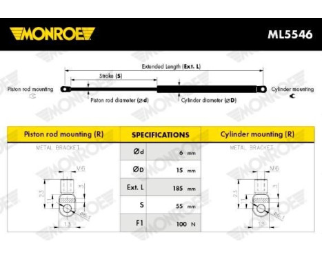 gas spring, folding table ML5546 Monroe, Image 4