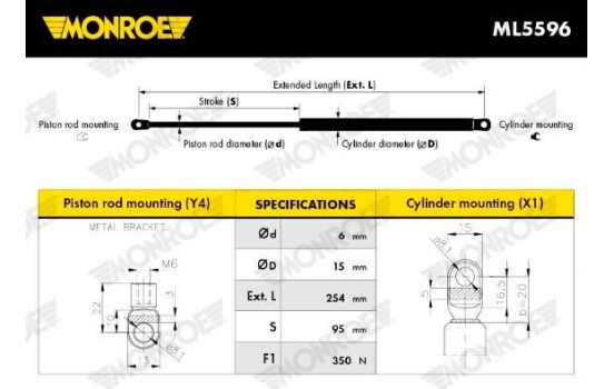 gas spring, hood ML5596 Monroe, Image 4