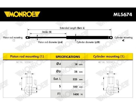 gas spring, trunk ML5674 Monroe, Image 6