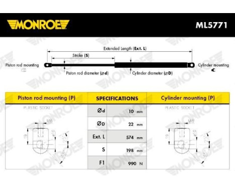 gas spring, trunk ML5771 Monroe, Image 5