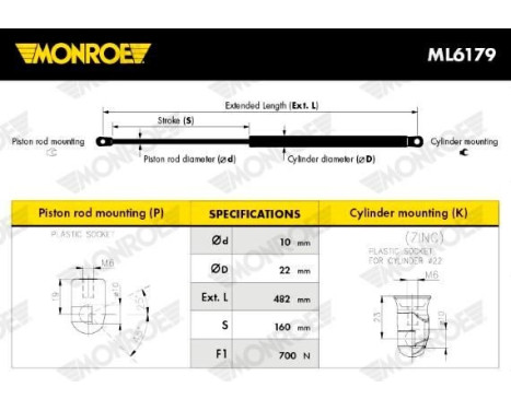 gas spring, trunk ML6179 Monroe, Image 2