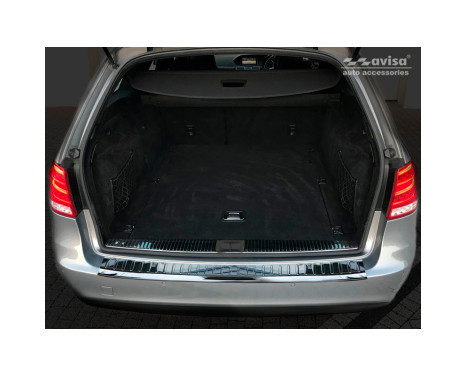 Black-Chrome Stainless Steel Rear Bumper Protector suitable for Mercedes E-Class W212 Kombi 2013-2016 'Ribs', Image 2
