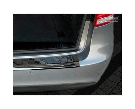 Black-Chrome Stainless Steel Rear Bumper Protector suitable for Mercedes E-Class W212 Kombi 2013-2016 'Ribs', Image 3