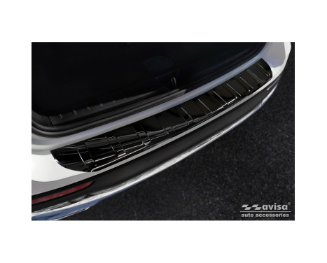 Black-Chrome Stainless Steel Rear Bumper Protector suitable for Mercedes GLB (X247) 2019- 'Ribs'