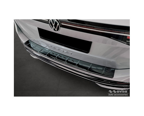 Black-Chrome Stainless Steel Rear Bumper Protector suitable for Volkswagen Passat Variant (CJ5) 2023 - 'Ribs'