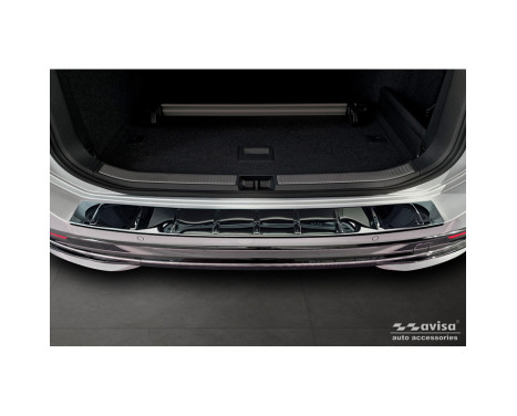 Black-Chrome Stainless Steel Rear Bumper Protector suitable for Volkswagen Passat Variant (CJ5) 2023 - 'Ribs', Image 2