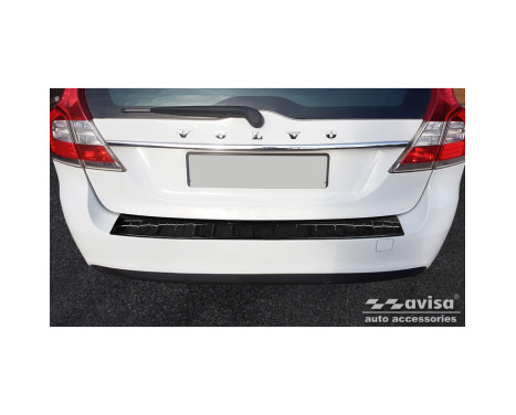 Black-Chrome stainless steel Rear bumper protector suitable for Volvo V70 Facelift 2013-2016 'Ribs', Image 2