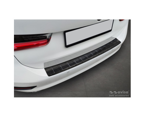 Black stainless steel bumper protector suitable for BMW 3-Series G21 Touring 2019-2022 'Ribs'