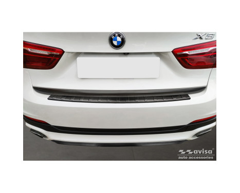 Black stainless steel bumper protector suitable for BMW X6 F16 2014-2019 'Ribs' excl. M-Package