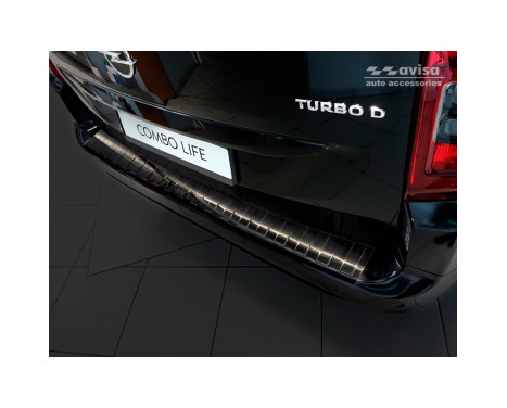 Black stainless steel bumper protector suitable for Citroën Berlingo (Multispace) & Peugeot Partner