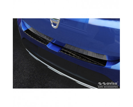 Black stainless steel bumper protector suitable for Dacia Sandero III 2020- incl. Stepway 'Ribs' (2-piece)