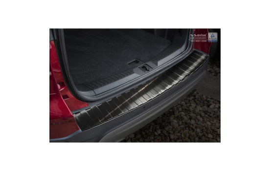 Black stainless steel bumper protector suitable for Ford Kuga II 2013- 'Ribs' - Large