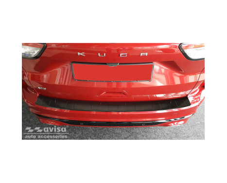 Black stainless steel bumper protector suitable for Ford Kuga III ST-Line 2019- 'Ribs', Image 3