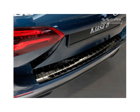 Black stainless steel bumper protector suitable for Mercedes B-Class W247 2018- 'Ribs', Image 2