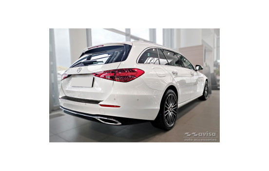 Black stainless steel bumper protector suitable for Mercedes C-Class W206 Kombi 2021- 'Ribs', Image 4