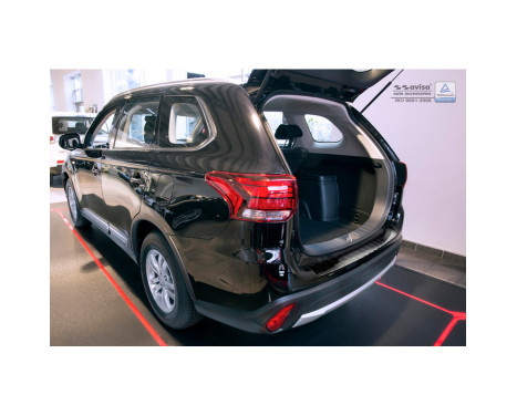 Black stainless steel bumper protector suitable for Mitsubishi Outlander III 2015- 'RIbs', Image 2