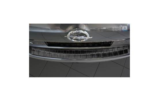 Black stainless steel bumper protector suitable for Opel Insignia B Sportstourer 2017- 'Ribs', Image 3