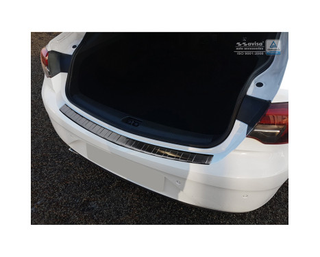 Black stainless steel bumper protector suitable for Opel Insignia Grand Sport 5-door 2017- 'Ribs', Image 2