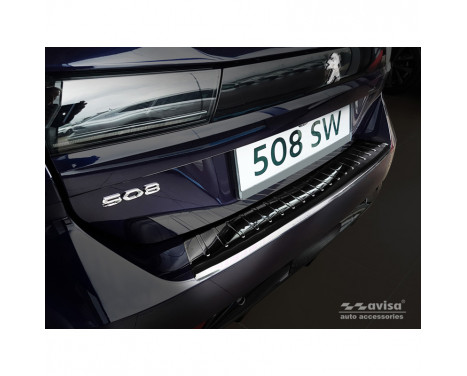 Black stainless steel bumper protector suitable for Peugeot 508 II SW 2019- 'Ribs'