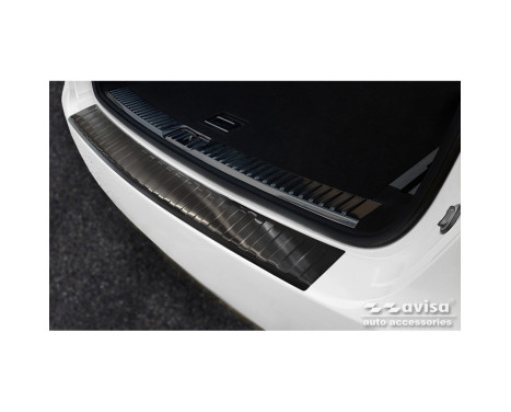 Black stainless steel bumper protector suitable for Porsche Cayenne II 2010-2014 'Ribs', Image 2