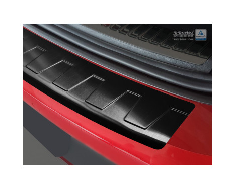 Black stainless steel bumper protector suitable for Seat Leon (5F) ST 2013-2017 & 2017- 'RIbs', Image 4