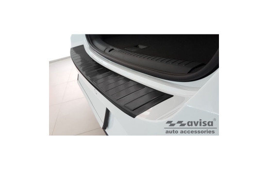 Black stainless steel bumper protector suitable for Seat Leon Sportstourer 2020- 'Ribs', Image 3