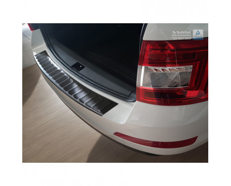 Black stainless steel bumper protector suitable for Skoda Octavia III Kombi 2013- 'Ribs'
