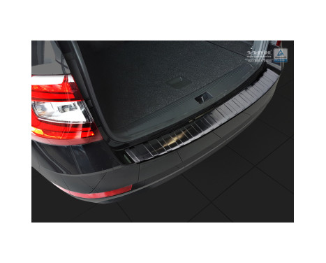 Black stainless steel bumper protector suitable for Skoda Octavia III Kombi Facelift 2017- 'Ribs', Image 2