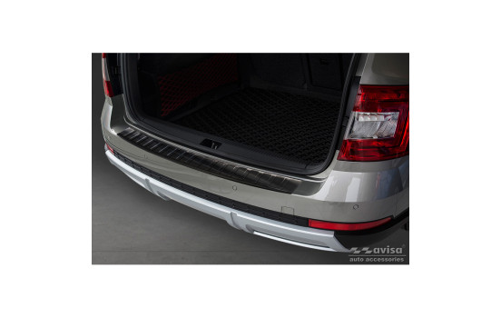 Black stainless steel bumper protector suitable for Skoda Octavia III Scout 2014-2020 'Ribs'