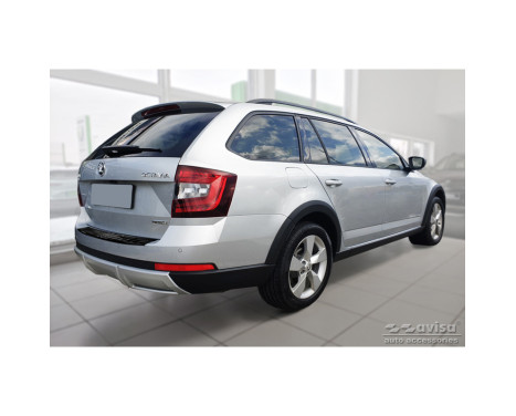 Black stainless steel bumper protector suitable for Skoda Octavia III Scout 2014-2020 'Ribs', Image 4