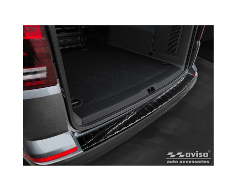Black stainless steel bumper protector suitable for Volkswagen Caravelle T6 2015- & FL 2019- (with tailgate), Image 2