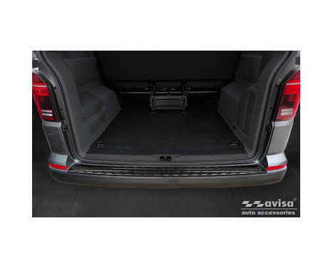 Black stainless steel bumper protector suitable for Volkswagen Caravelle T6 2015- & FL 2019- (with tailgate), Image 4