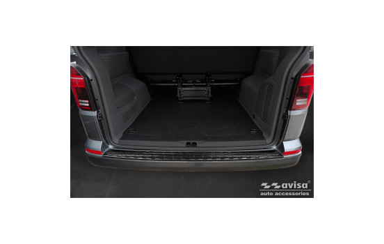 Black stainless steel bumper protector suitable for Volkswagen Caravelle T6 2015- & FL 2019- (with tailgate), Image 4