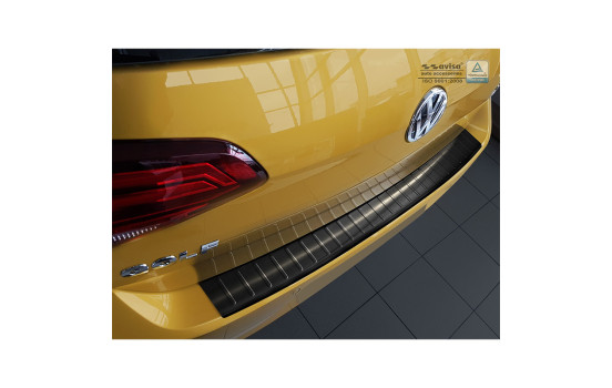 Black stainless steel bumper protector suitable for Volkswagen Golf VII HB 5-door 2012-2017 & 2017- 'Ribs'