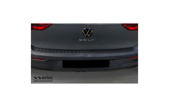 Black stainless steel bumper protector suitable for Volkswagen Golf VIII HB 5-door 2020- 'Ribs', Image 2