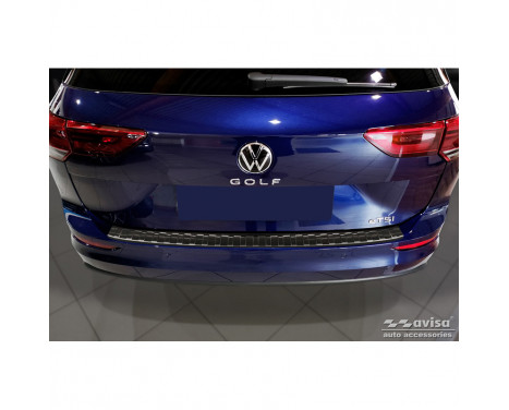 Black stainless steel bumper protector suitable for Volkswagen Golf VIII Variant 2020- 'Ribs'