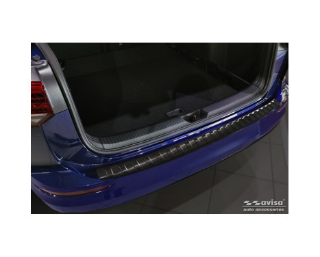 Black stainless steel bumper protector suitable for Volkswagen Golf VIII Variant 2020- 'Ribs', Image 2