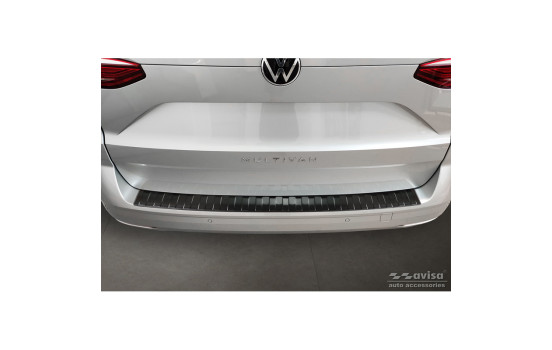 Black stainless steel bumper protector suitable for Volkswagen Multivan T7 2021- 'Ribs', Image 2