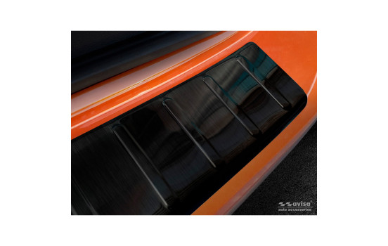 Black stainless steel bumper protector suitable for Volkswagen T-Cross 2019- 'Ribs', Image 4