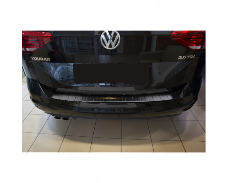 Black stainless steel bumper protector suitable for Volkswagen Touran II 2015- 'Ribs', Image 3