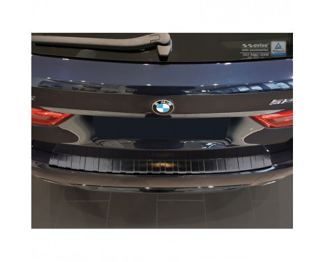 Black Stainless Steel Rear bumper protector BMW 5-Series G31 Touring 2016- 'Ribs', Image 3