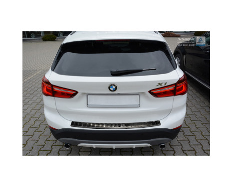 Black stainless steel rear bumper protector BMW X1 (F48) Facelift 2015- 'RIbs', Image 3