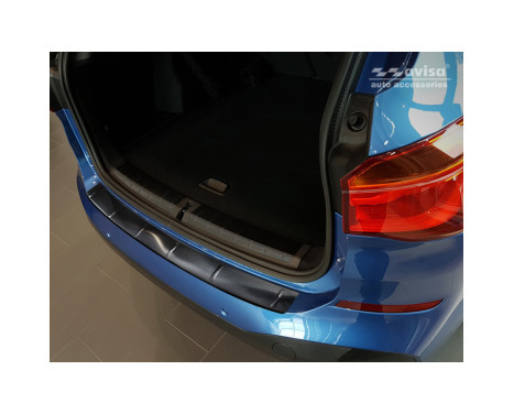 Black stainless steel rear bumper protector BMW X1 II F48 M-package 2015- 'Ribs', Image 4