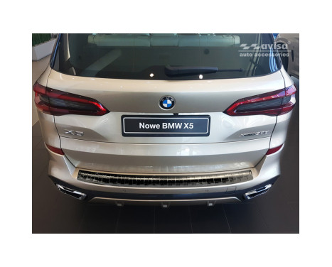 Black stainless steel rear bumper protector BMW X5 (G05) M-package 2018 - 'Ribs', Image 3