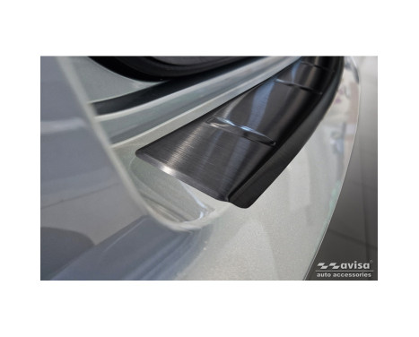 Black Stainless Steel Rear Bumper Protector Fits Skoda Kamiq Facelift 2023- 'Ribs', Image 2